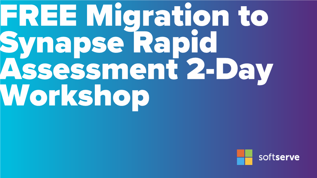 Synapse Rapid Assessment 2-Day Workshop SOFTSERVE by the NUMBERS