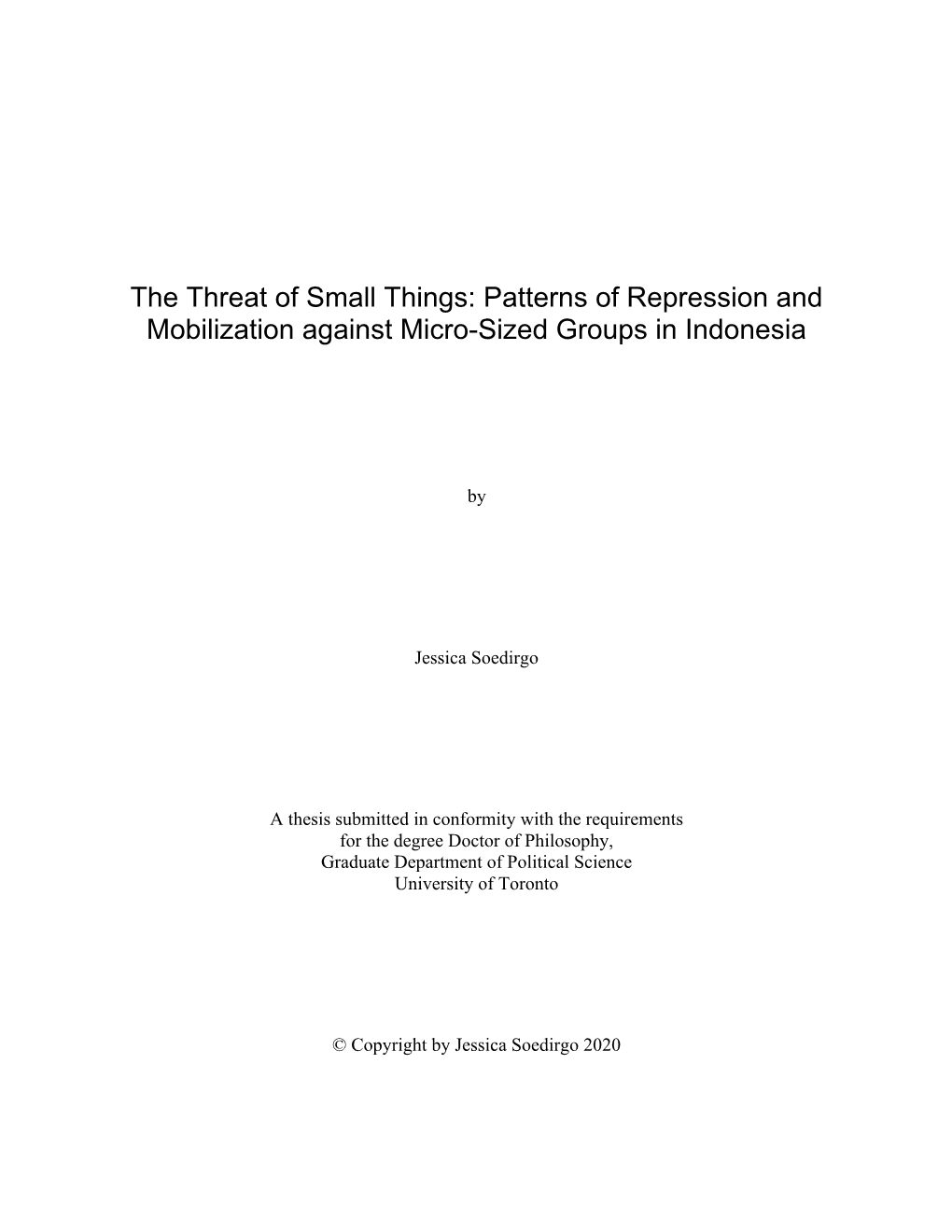 Patterns of Repression and Mobilization Against Micro-Sized Groups in Indonesia