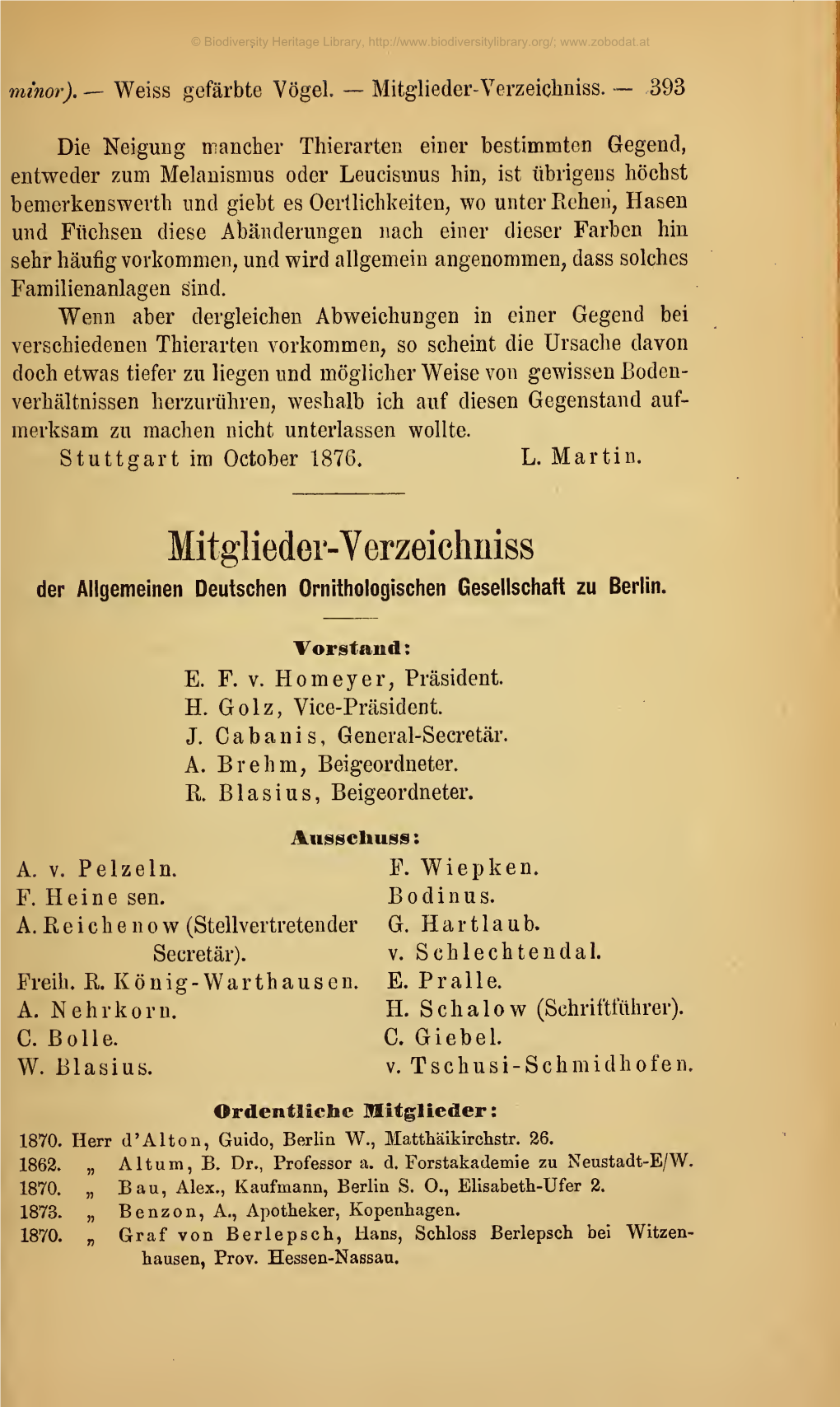 Journal Für Ornithologie Verzeichnet Werden