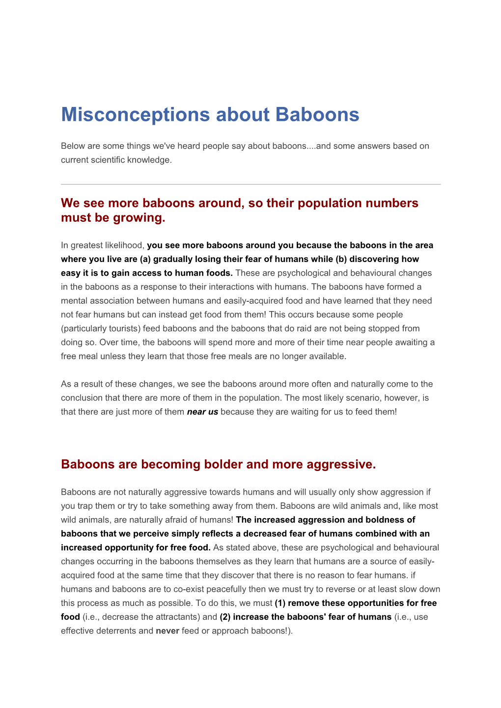 Misconceptions About Baboons