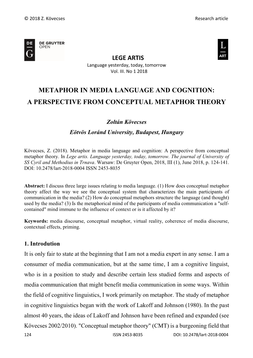 A Perspective from Conceptual Metaphor Theory