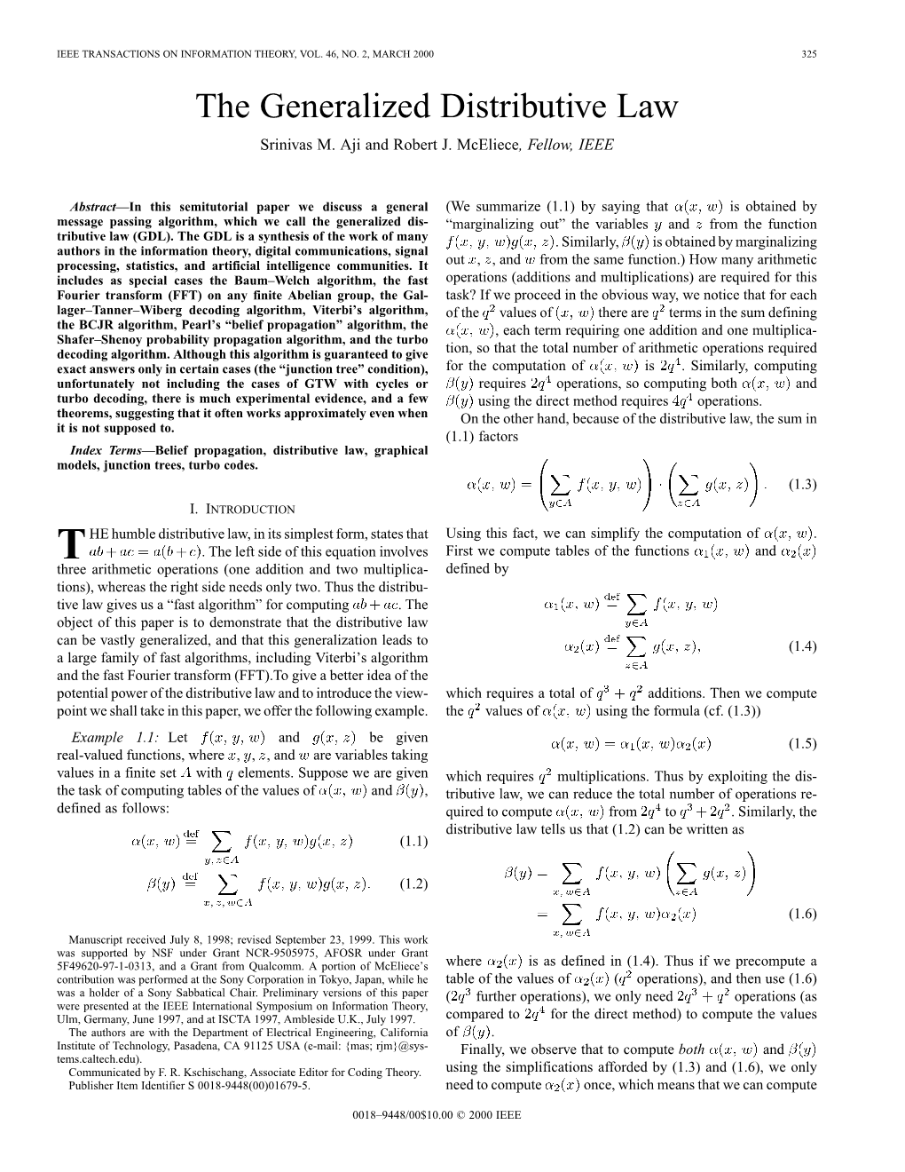 The Generalized Distributive Law Srinivas M