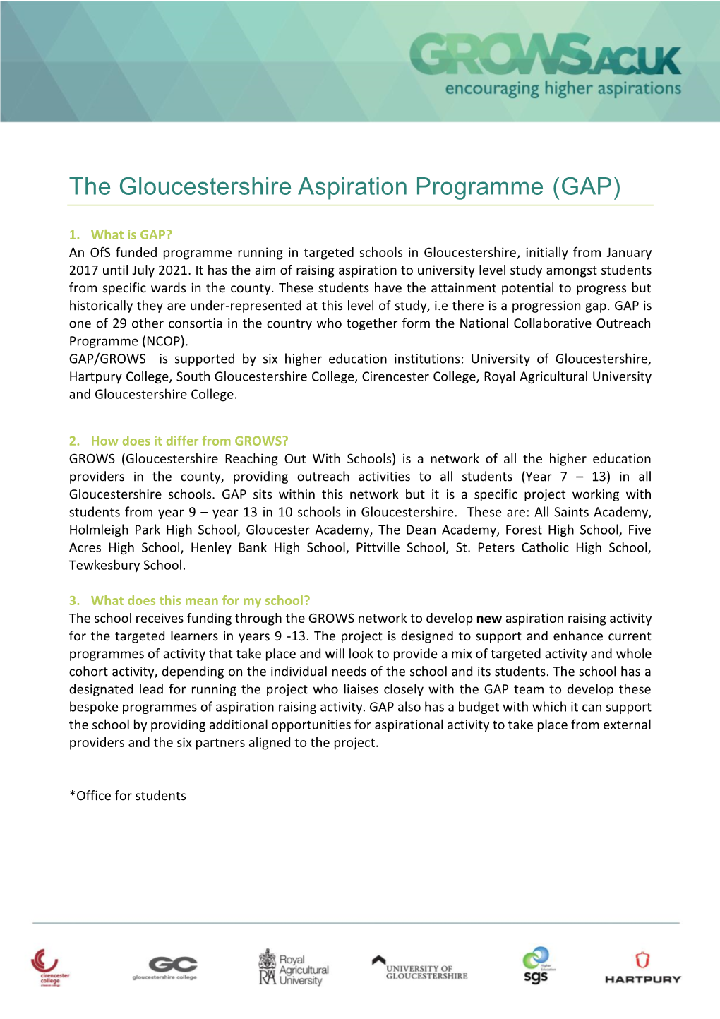 The Gloucestershire Aspiration Programme (GAP)