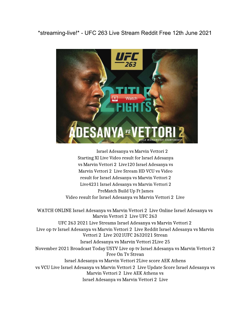 *Streaming-Live!* - UFC 263 Live Stream Reddit Free 12Th June 2021