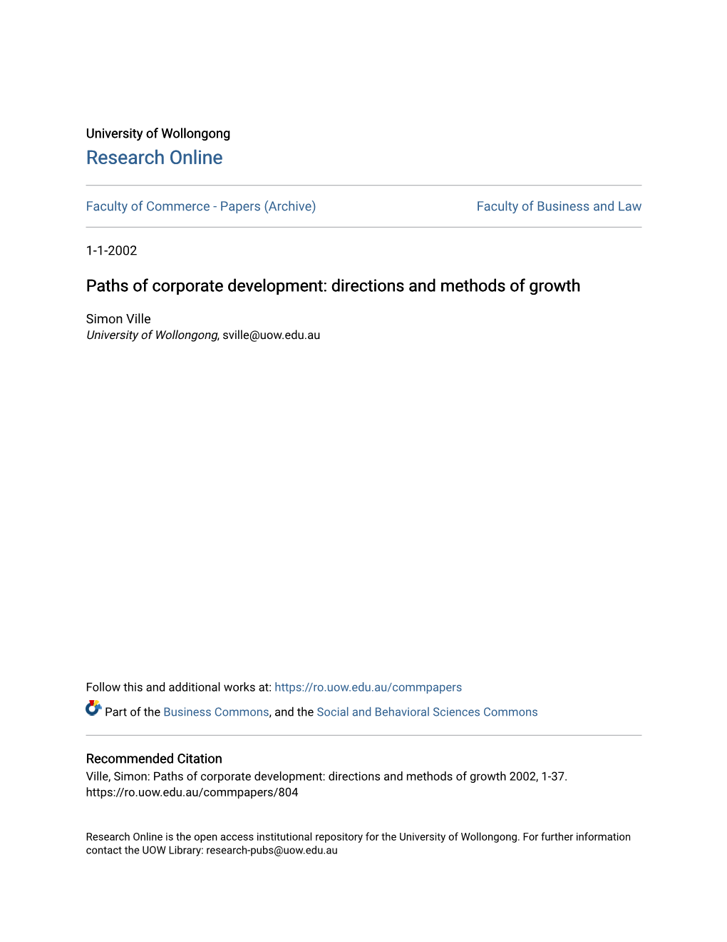 Paths of Corporate Development: Directions and Methods of Growth