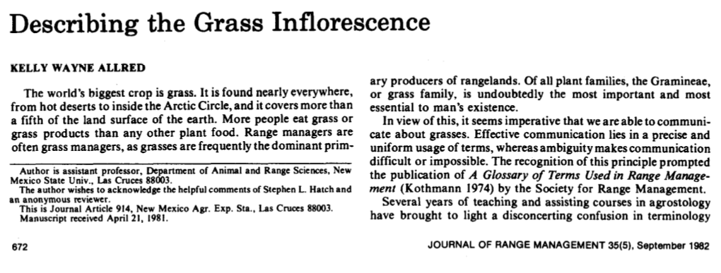 Describing the Grass Inflorescence