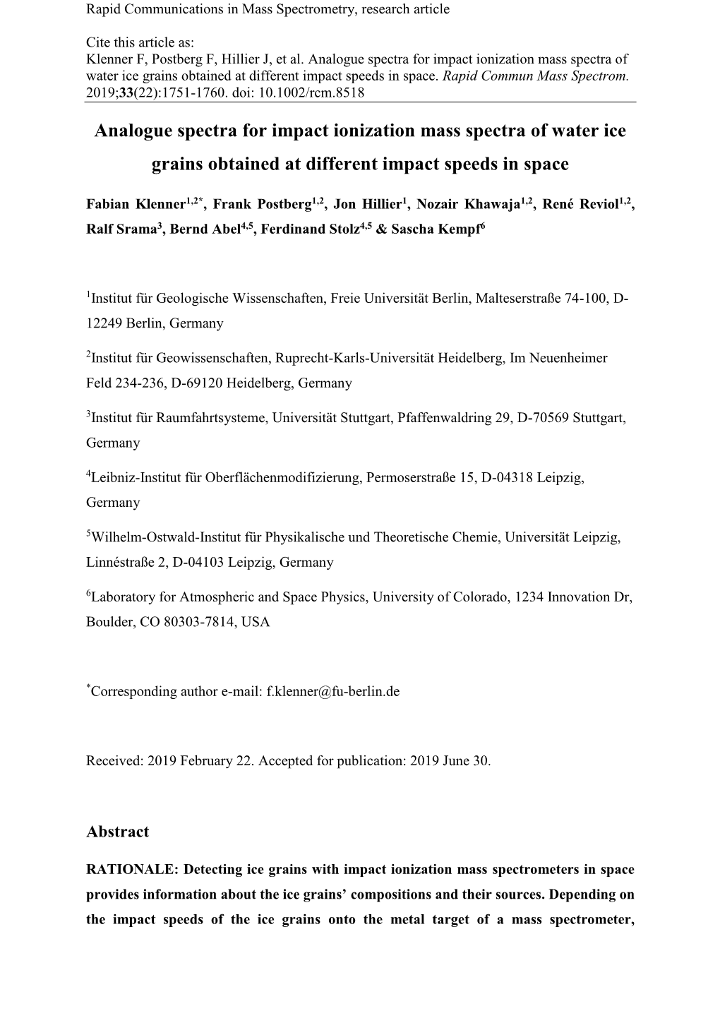 Analogue Spectra for Impact Ionization Mass Spectra of Water Ice Grains Obtained at Different Impact Speeds in Space