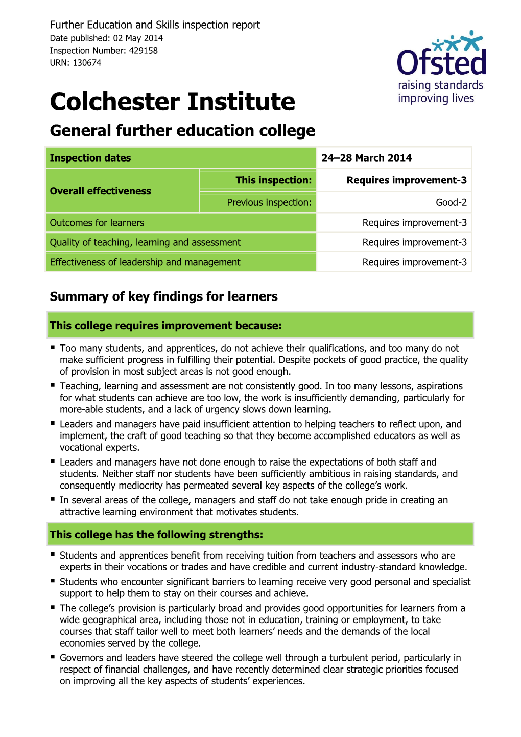 Colchester Institute General Further Education College