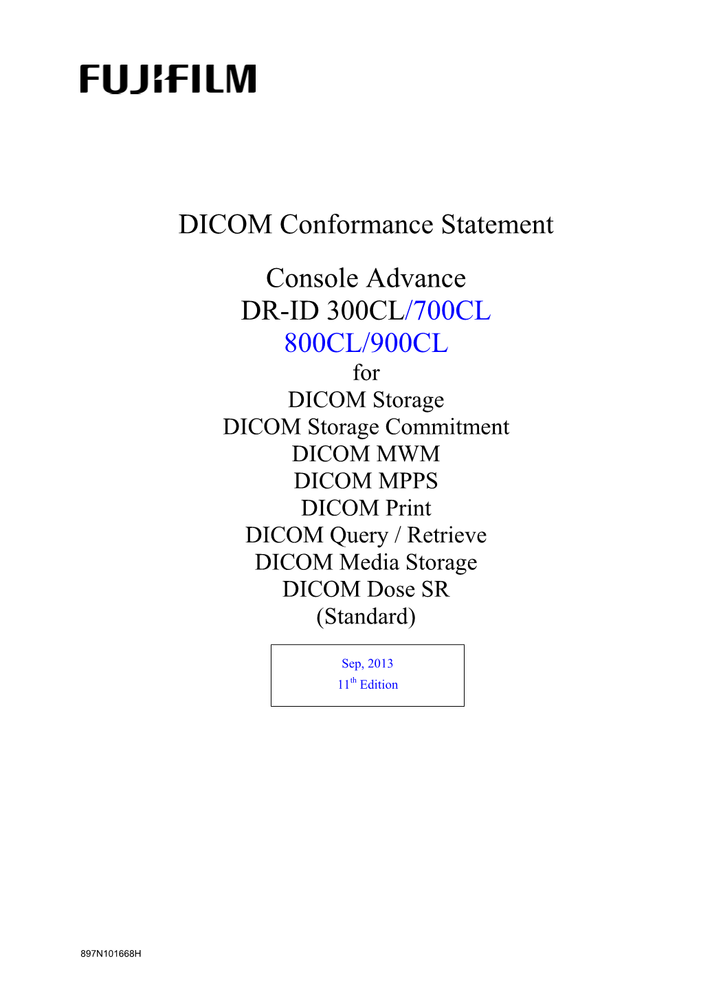 DICOM Conformance Statement Console Advance DR-ID 300CL