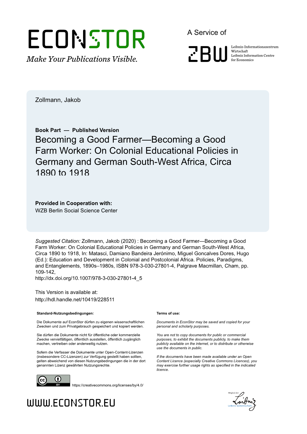 On Colonial Educational Policies in Germany and German South-West Africa, Circa 1890 to 1918