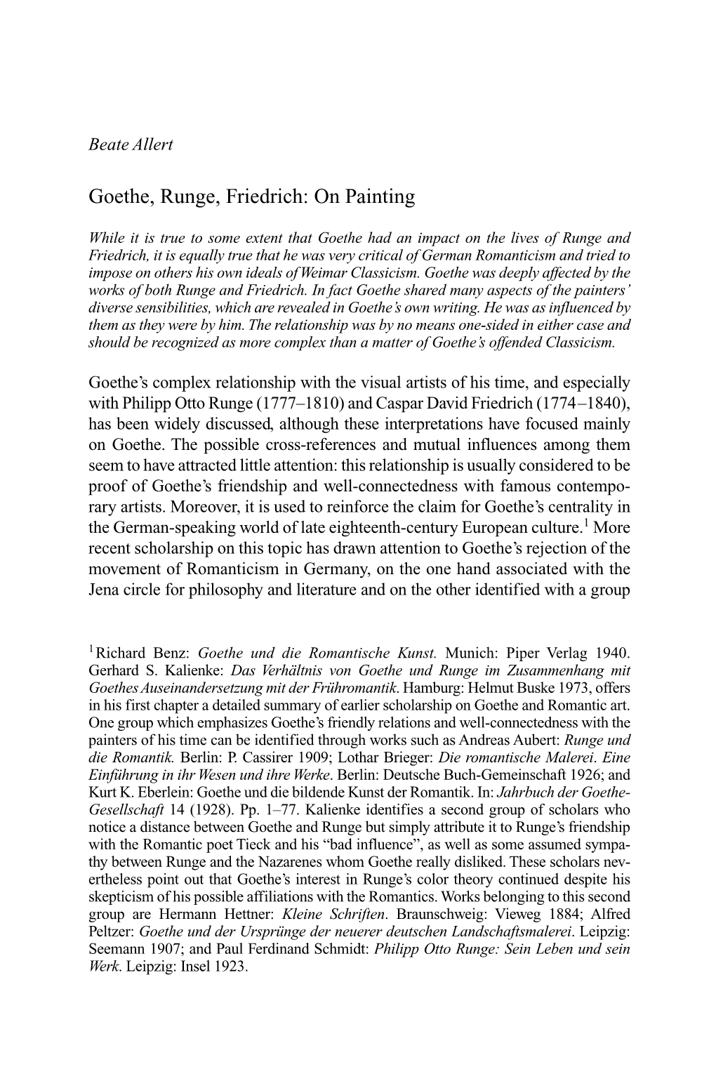 Goethe, Runge, Friedrich: on Painting