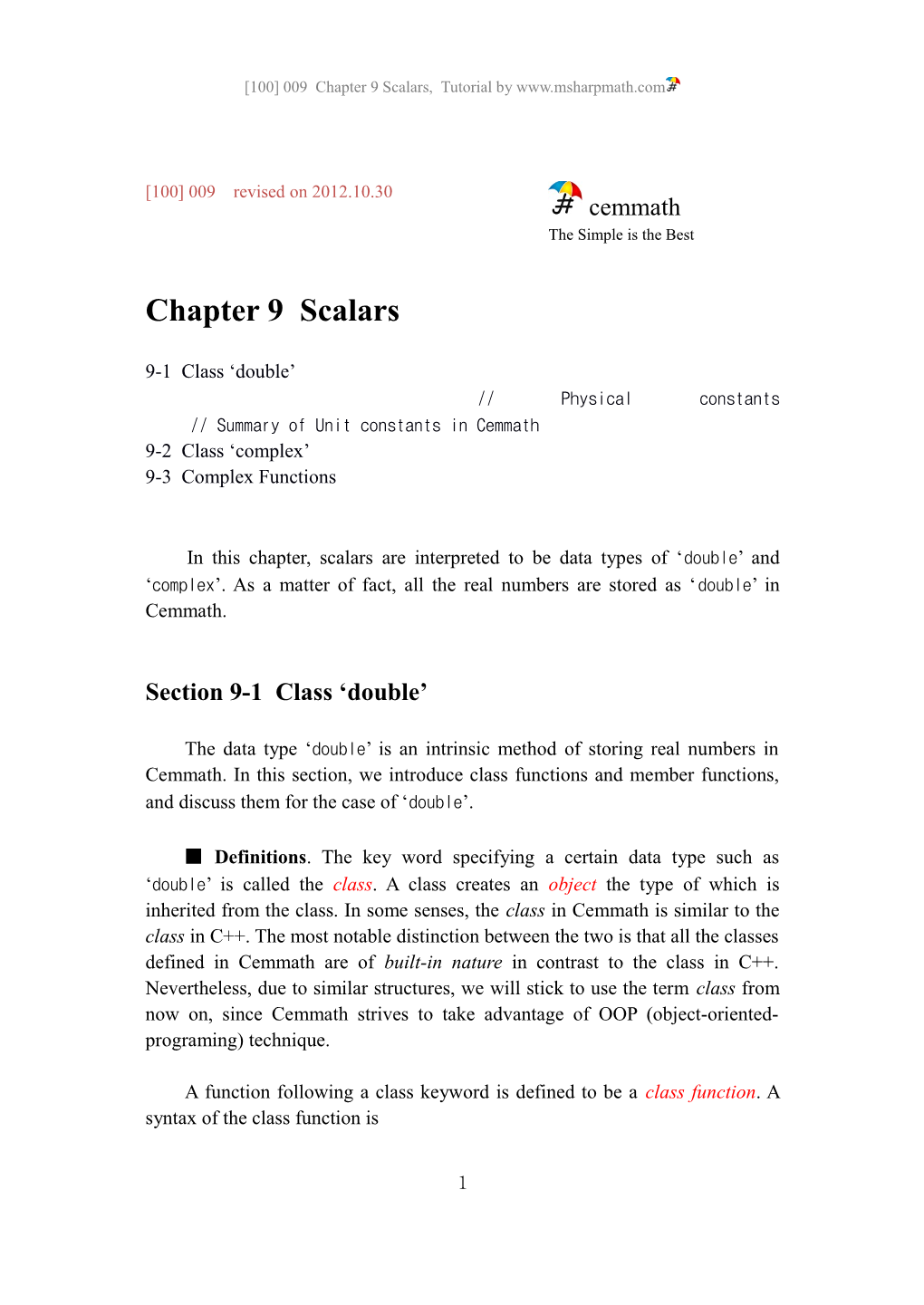 Chapter 9 Scalars