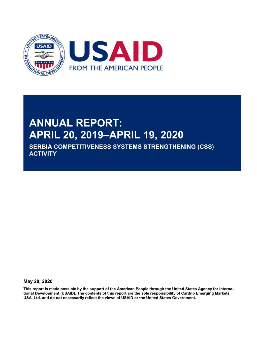 USAID CSS Annual Report 2