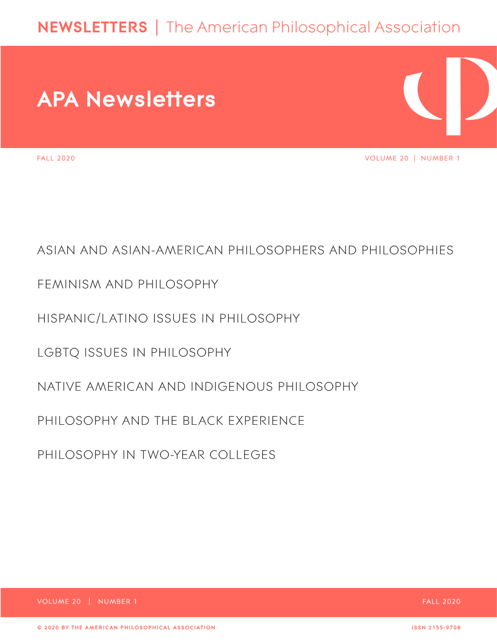 APA Newsletters Fall 2020