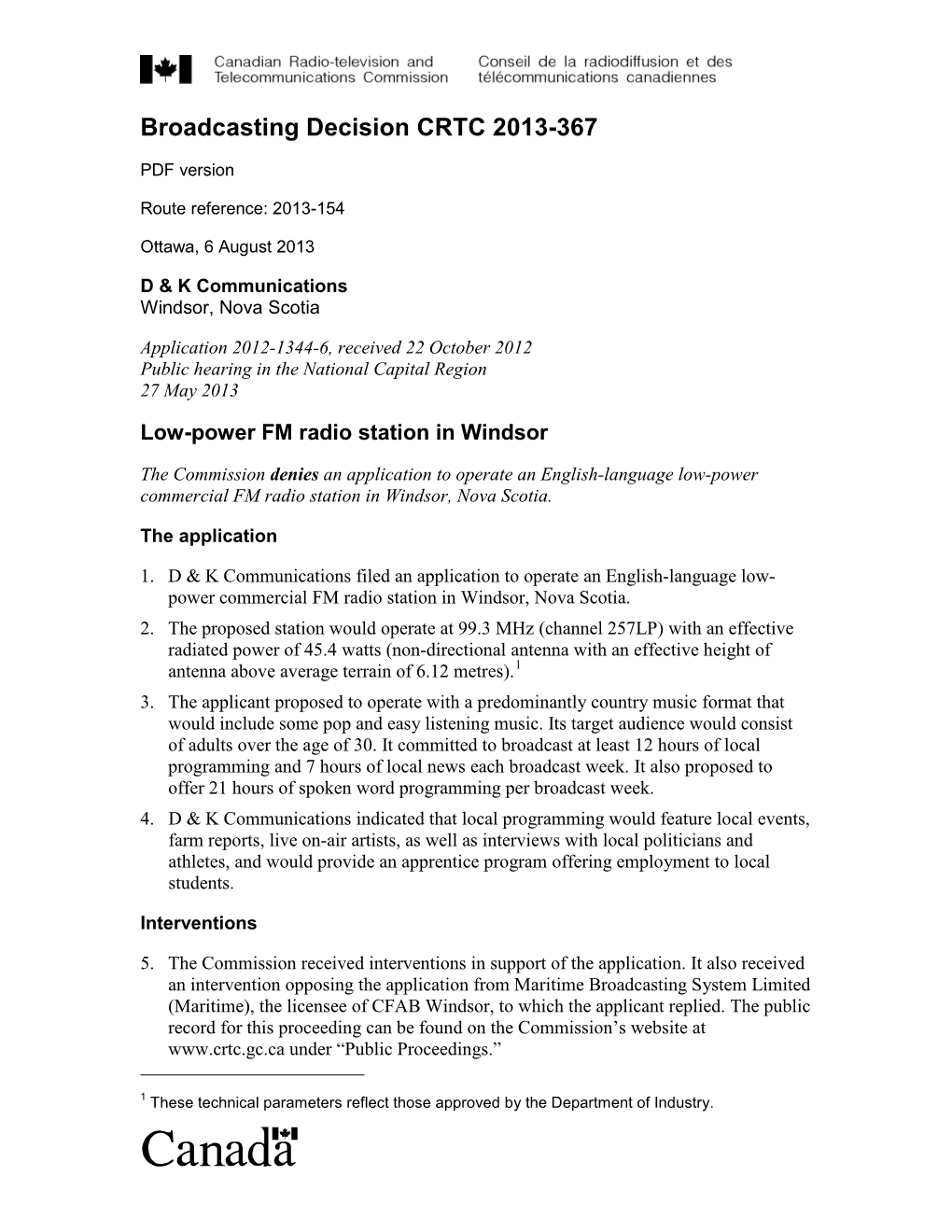 Broadcasting Decision CRTC 2013-367