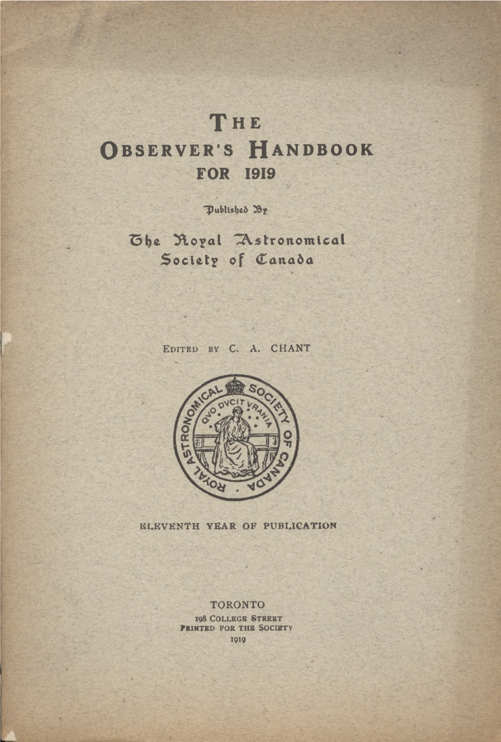 The Observer's Handbook for 1919