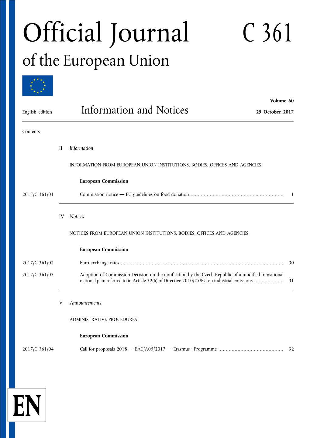 Official Journal C 361 of the European Union