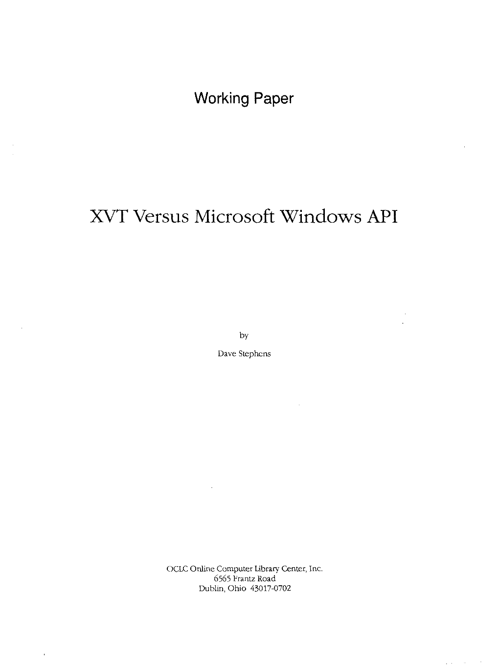 XVT Versus Microsoft Windows API