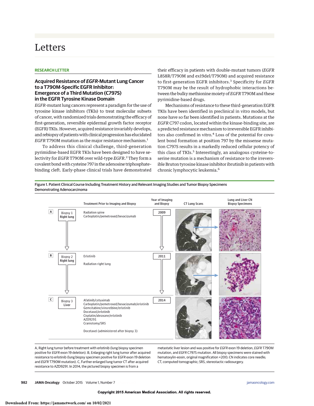 Acquired Resistance of EGFR-Mutant Lung Cancer to A