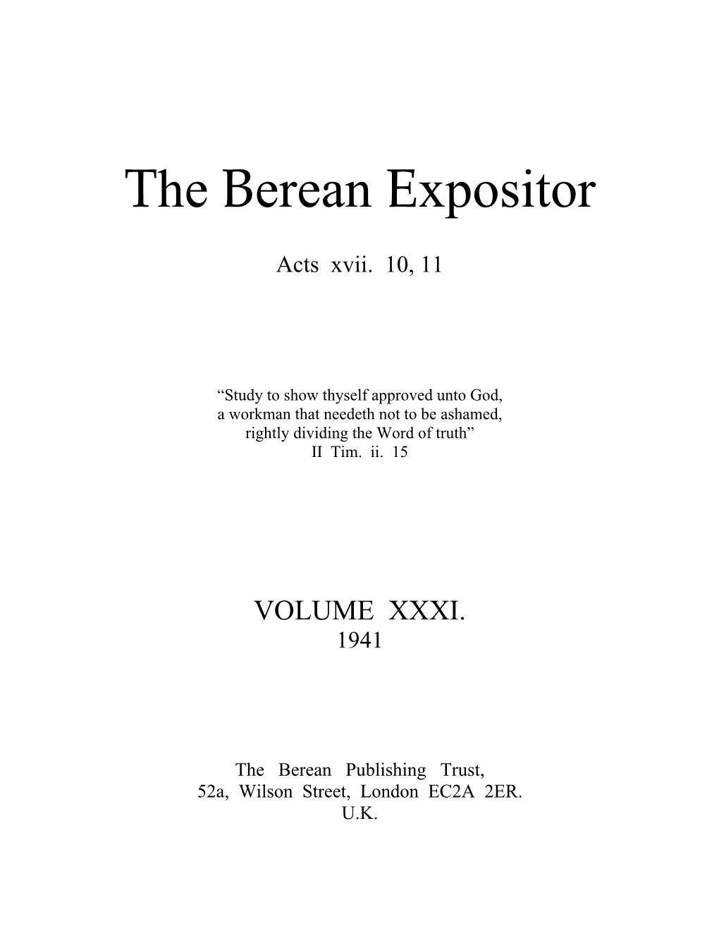 The Berean Expositor