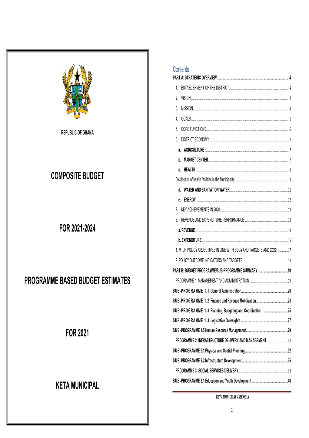 KETA MUNICIPAL SUB- PROGRAMME 3.1 Education and Youth Development