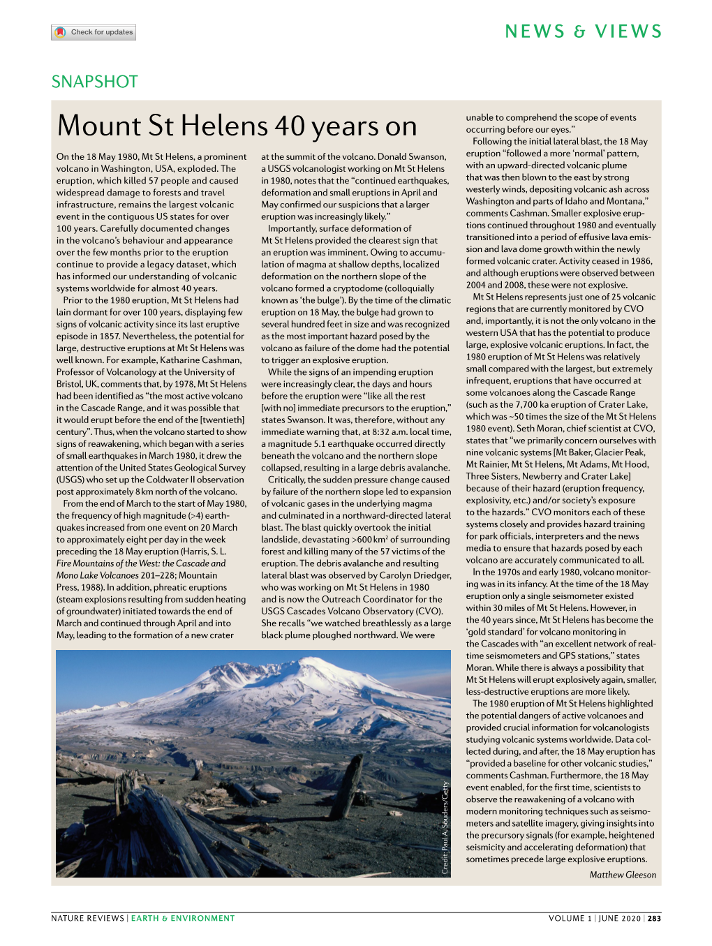 Mount St Helens 40 Years On