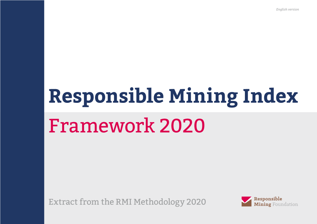 RMI Framework 2020: Topics, Indicators and Metric Questions
