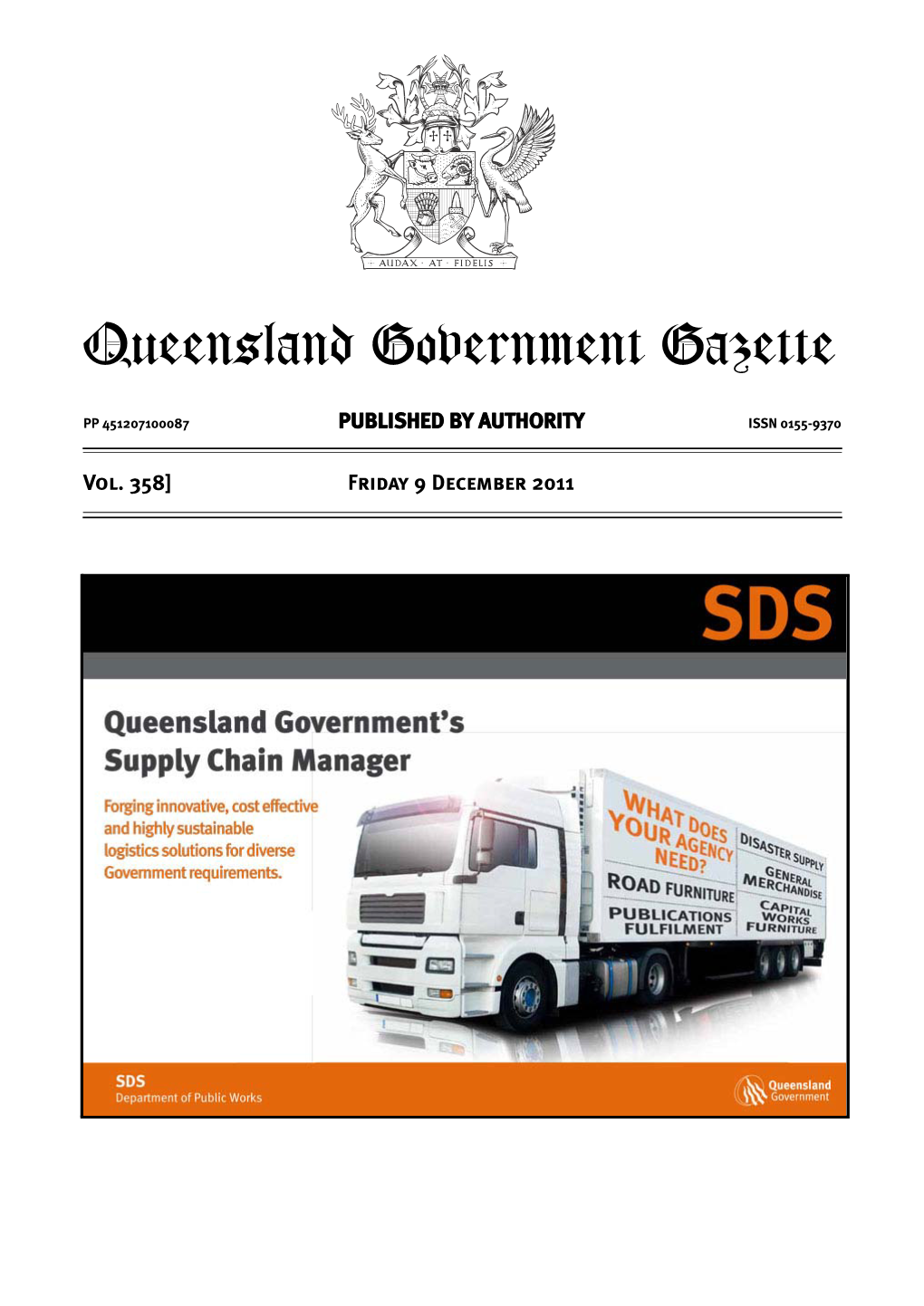 Queensland Government Gazette Extraordinary