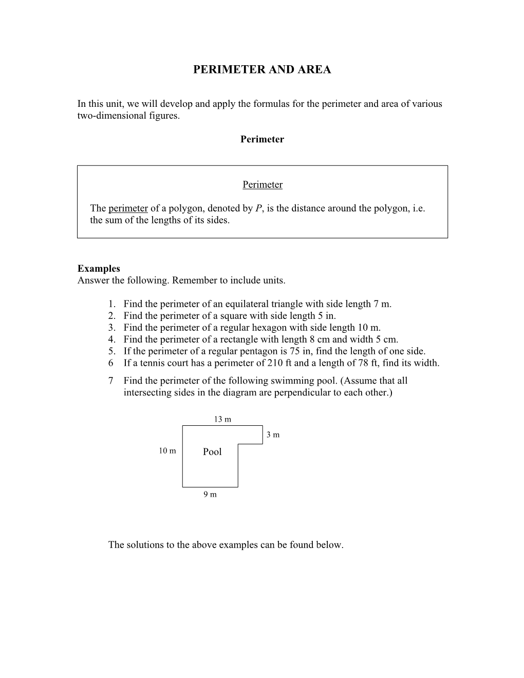 Perimeter and Area