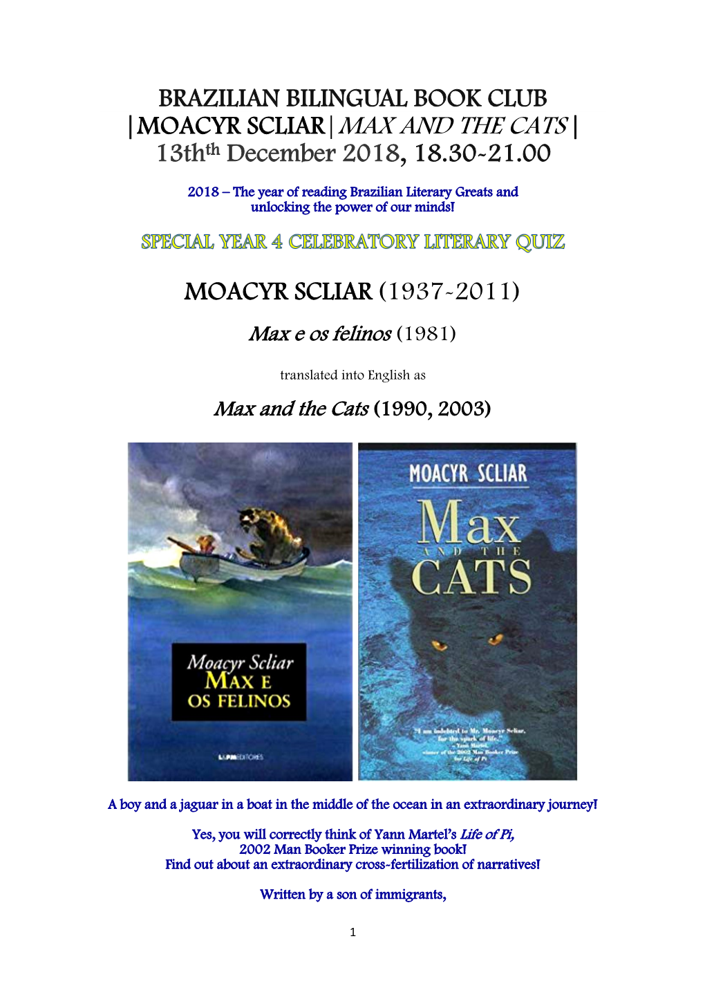 |Moacyr Scliar|Max and the Cats|