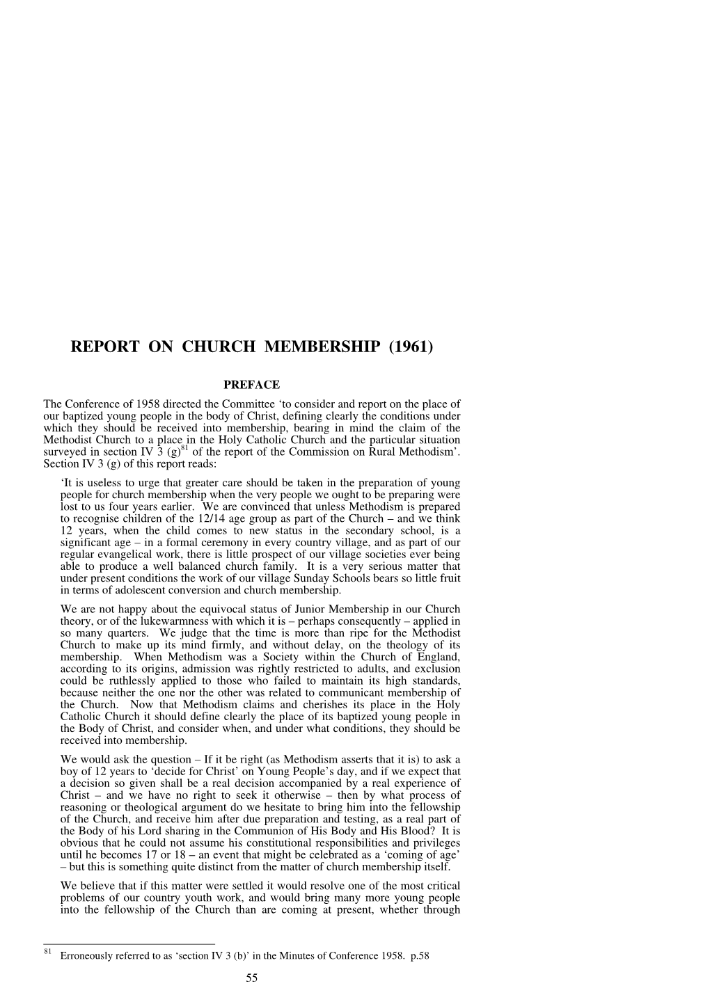 Report on Church Membership (1961)