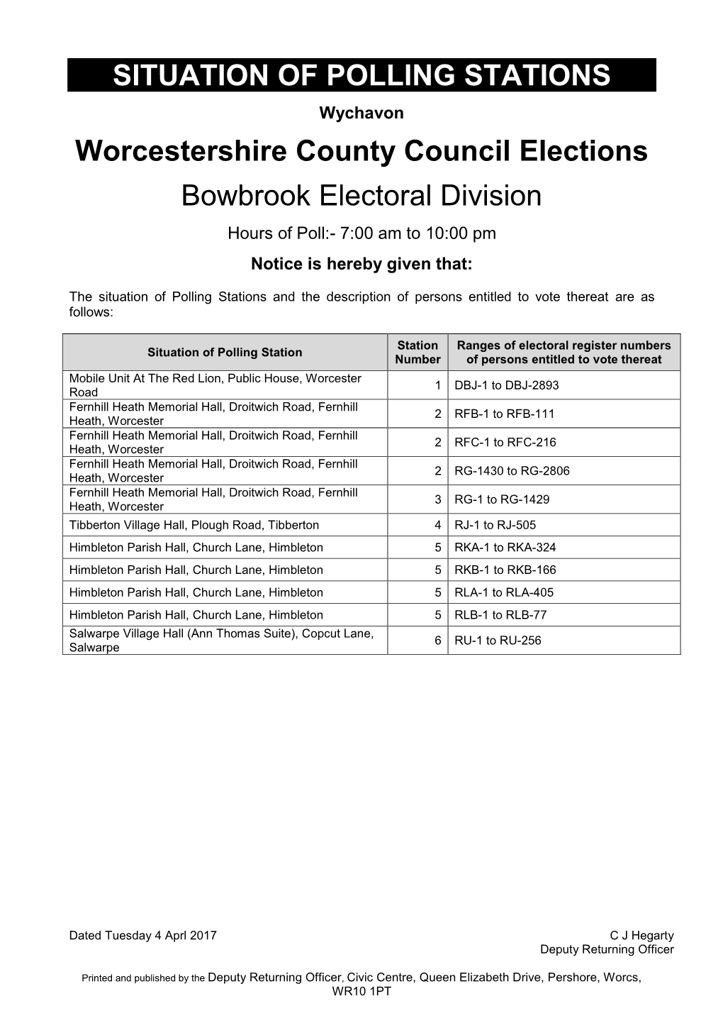 Situation of Polling Station Notice