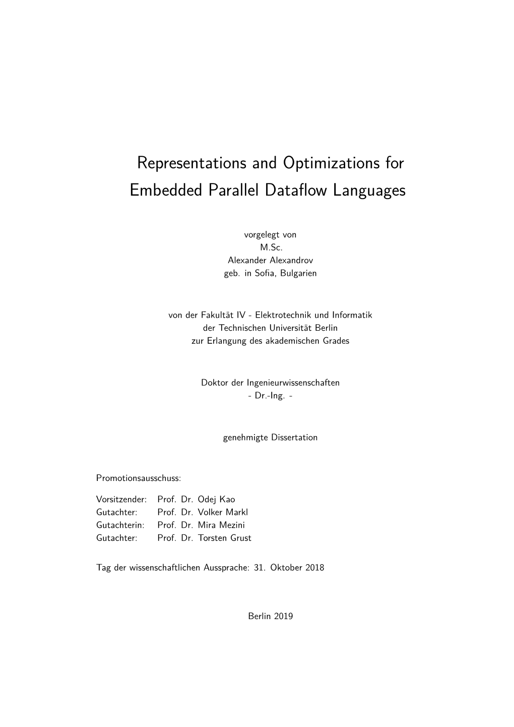 Representations and Optimizations for Embedded Parallel Dataﬂow Languages