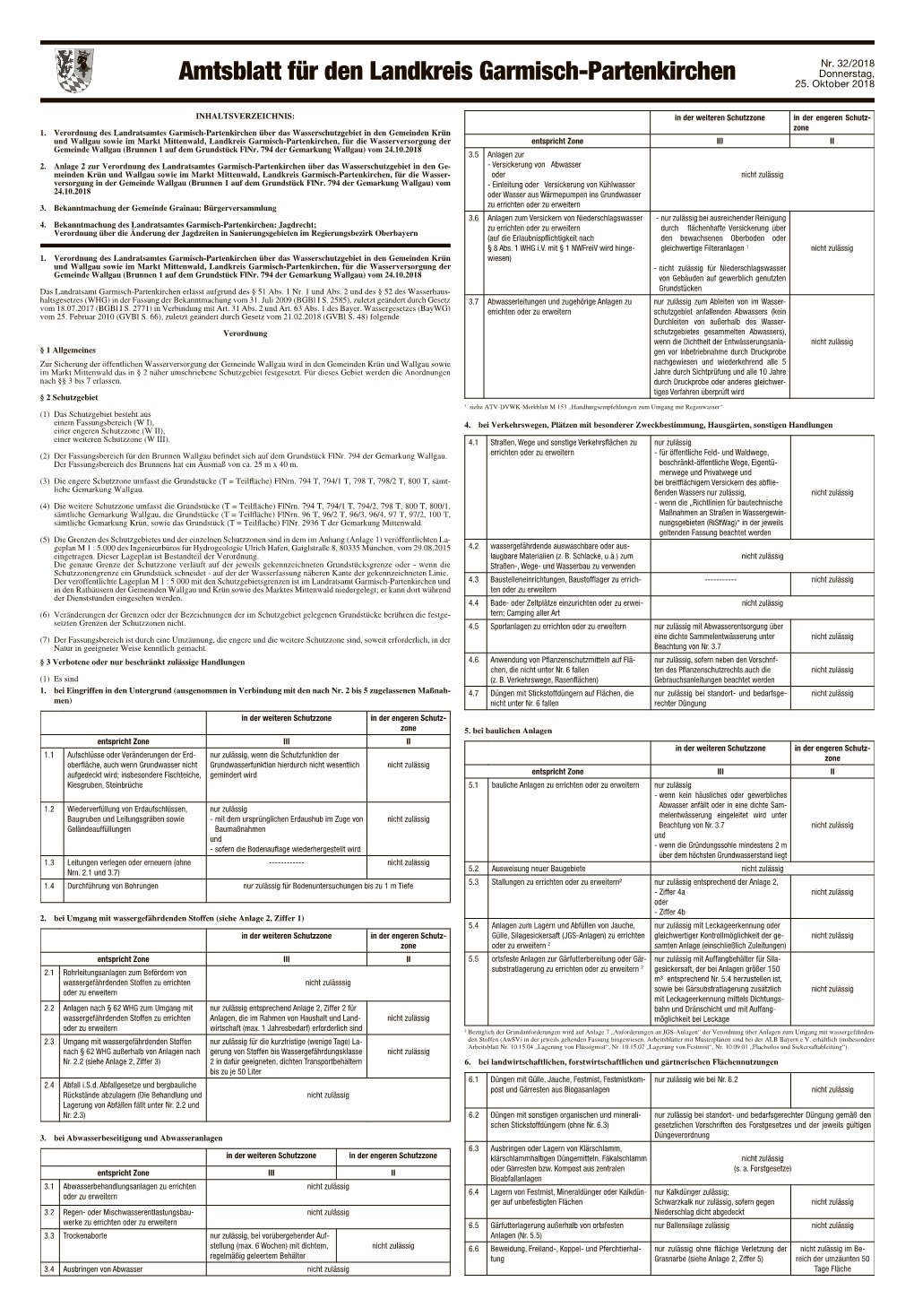 Nr. 32/2018 Amtsblatt Für Den Landkreis Garmisch-Partenkirchen Donnerstag, 25
