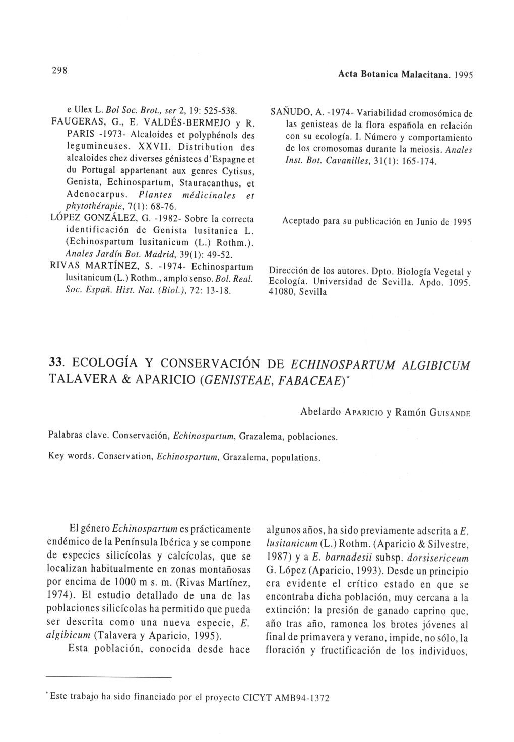 Talavera & Aparicio (Genisteae, Fabaceae)*