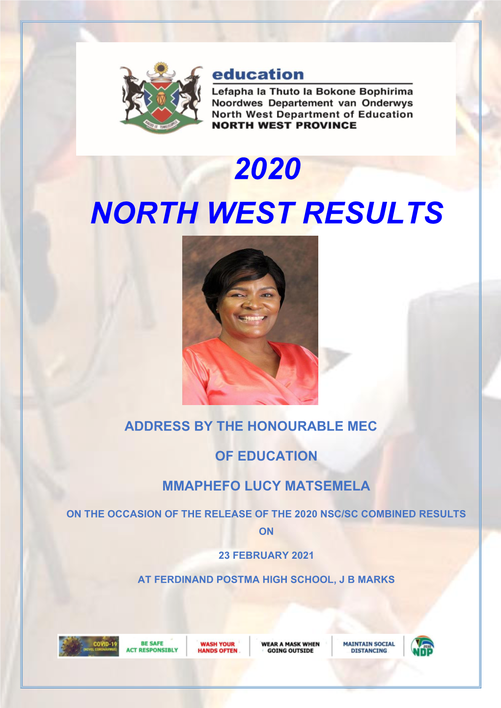 Matric Results Release Speech – 23 Feb 2020