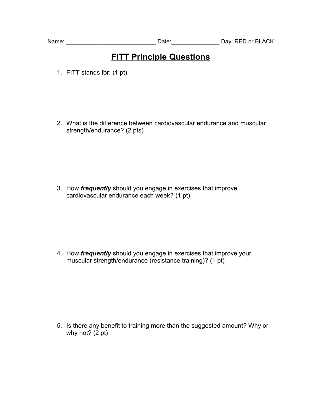 FITT Principles of Training