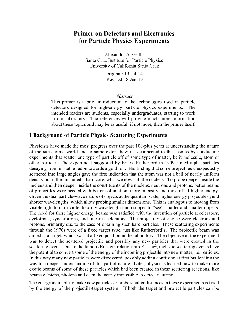 Primer on Detectors and Electronics for Particle Physics Experiments