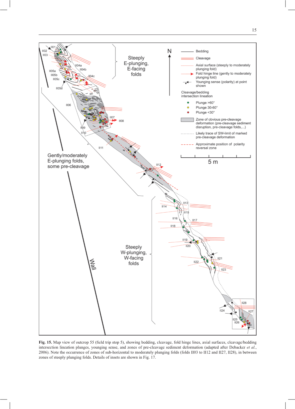 Fig. 15. Map View of Outcrop 55 (Field Trip Stop 5), Showing Bedding