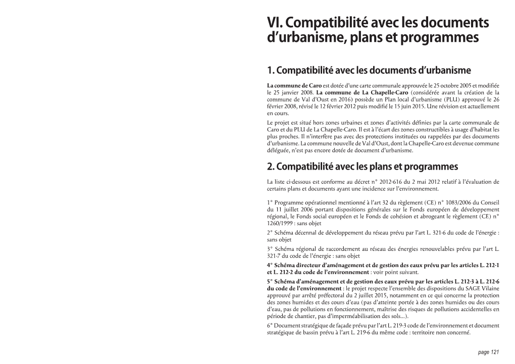 VI. Compatibilité Avec Les Documents D'urbanisme, Plans Et Programmes