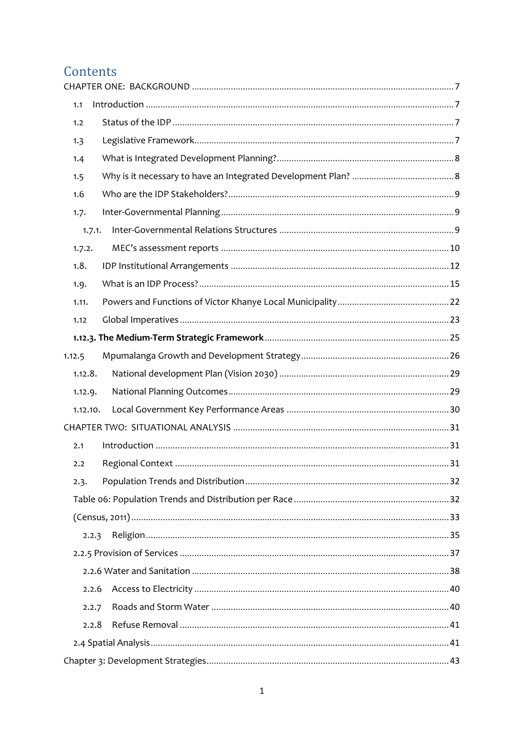 Contents CHAPTER ONE: BACKGROUND