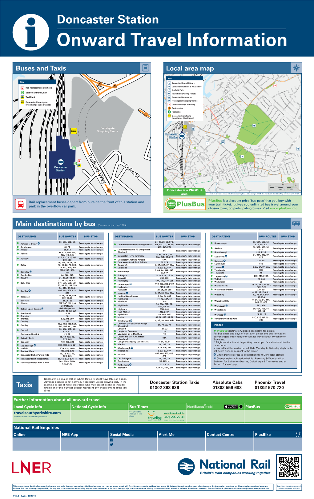 Doncaster Station I Onward Travel Information Buses and Taxis Local Area Map