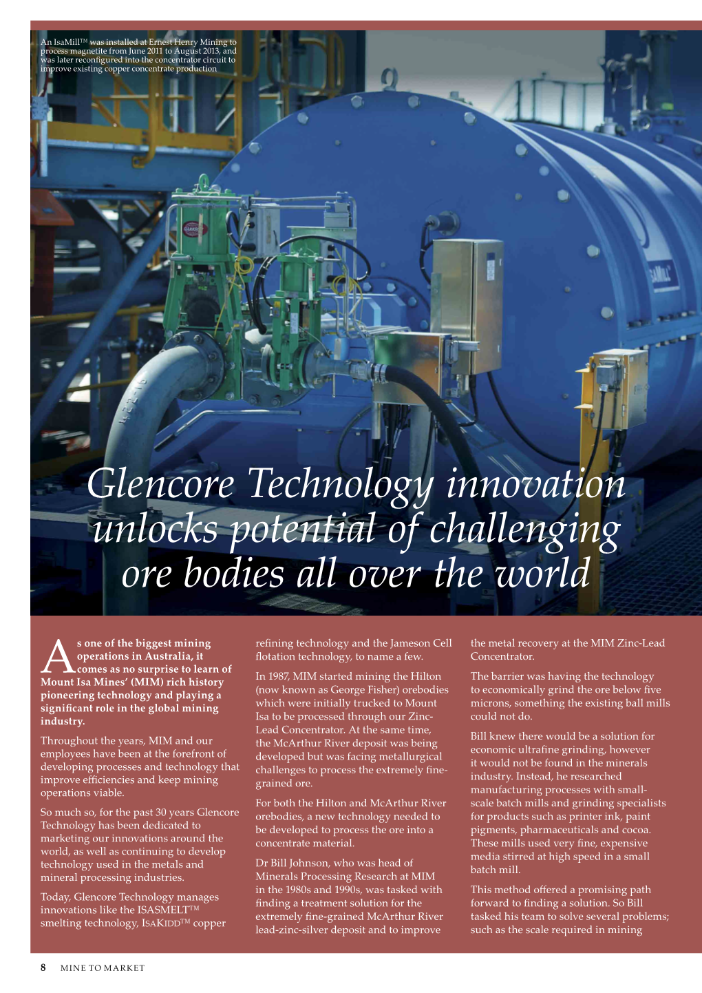 Glencore Technology Innovation Unlocks Potential of Challenging Ore Bodies All Over the World