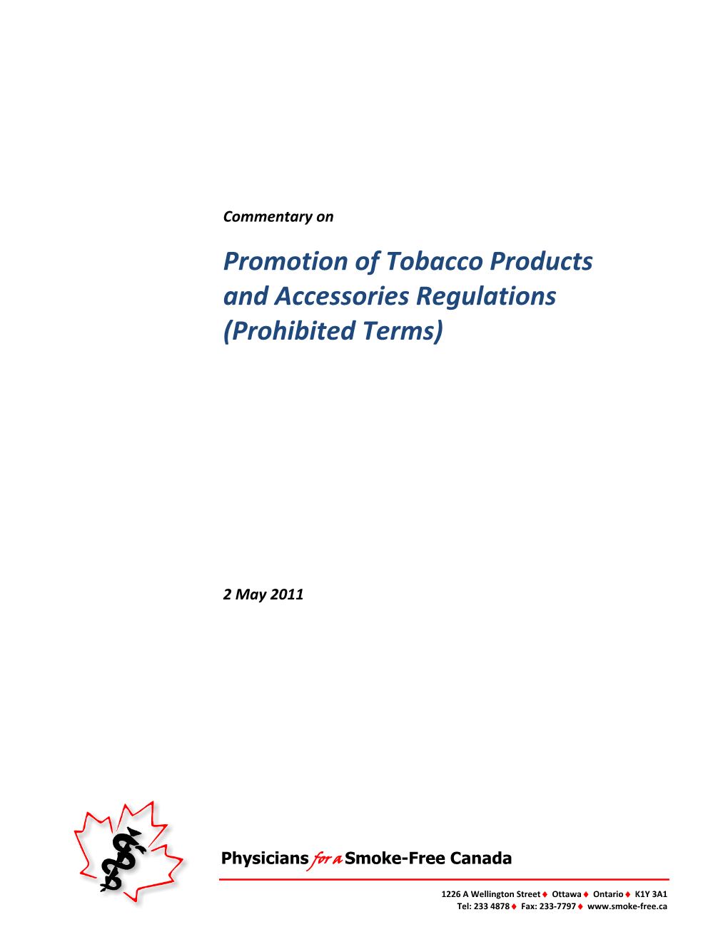 Promotion of Tobacco Products and Accessories Regulations (Prohibited Terms)