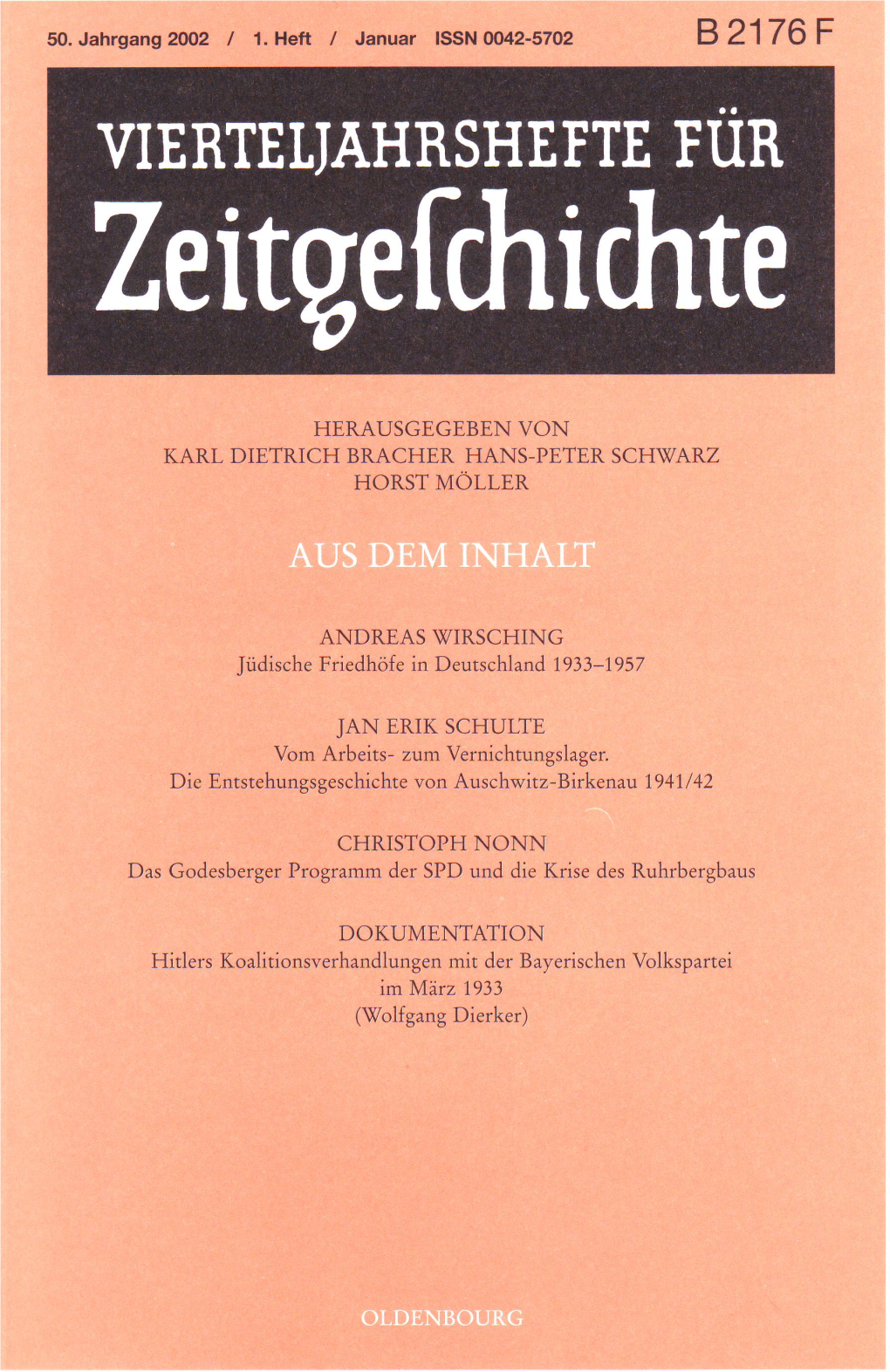 Vierteljahrshefte Für Zeitgeschichte Jahrgang 50(2002) Heft 1