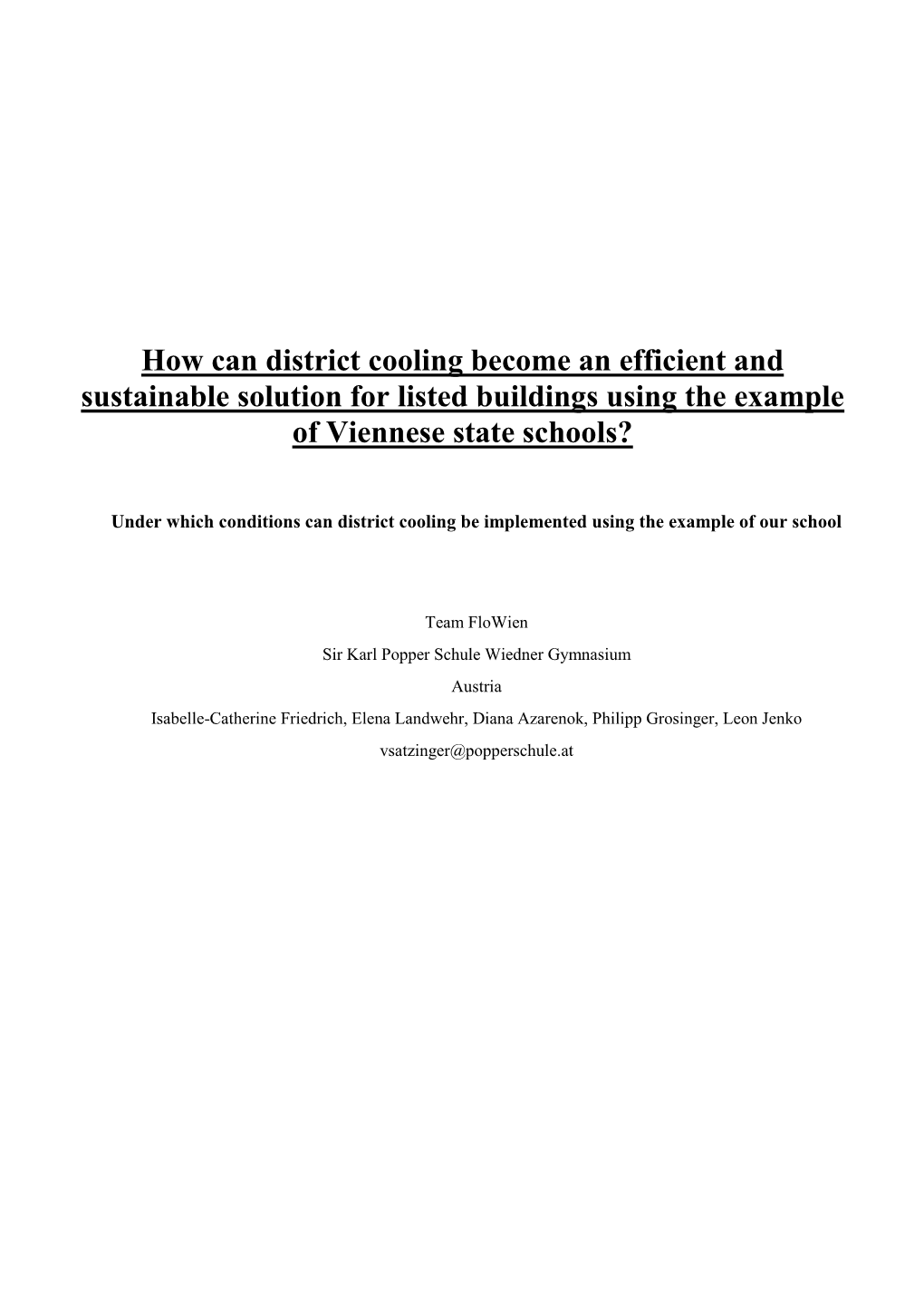 How Can District Cooling Become an Efficient and Sustainable Solution for Listed Buildings Using the Example of Viennese State Schools?