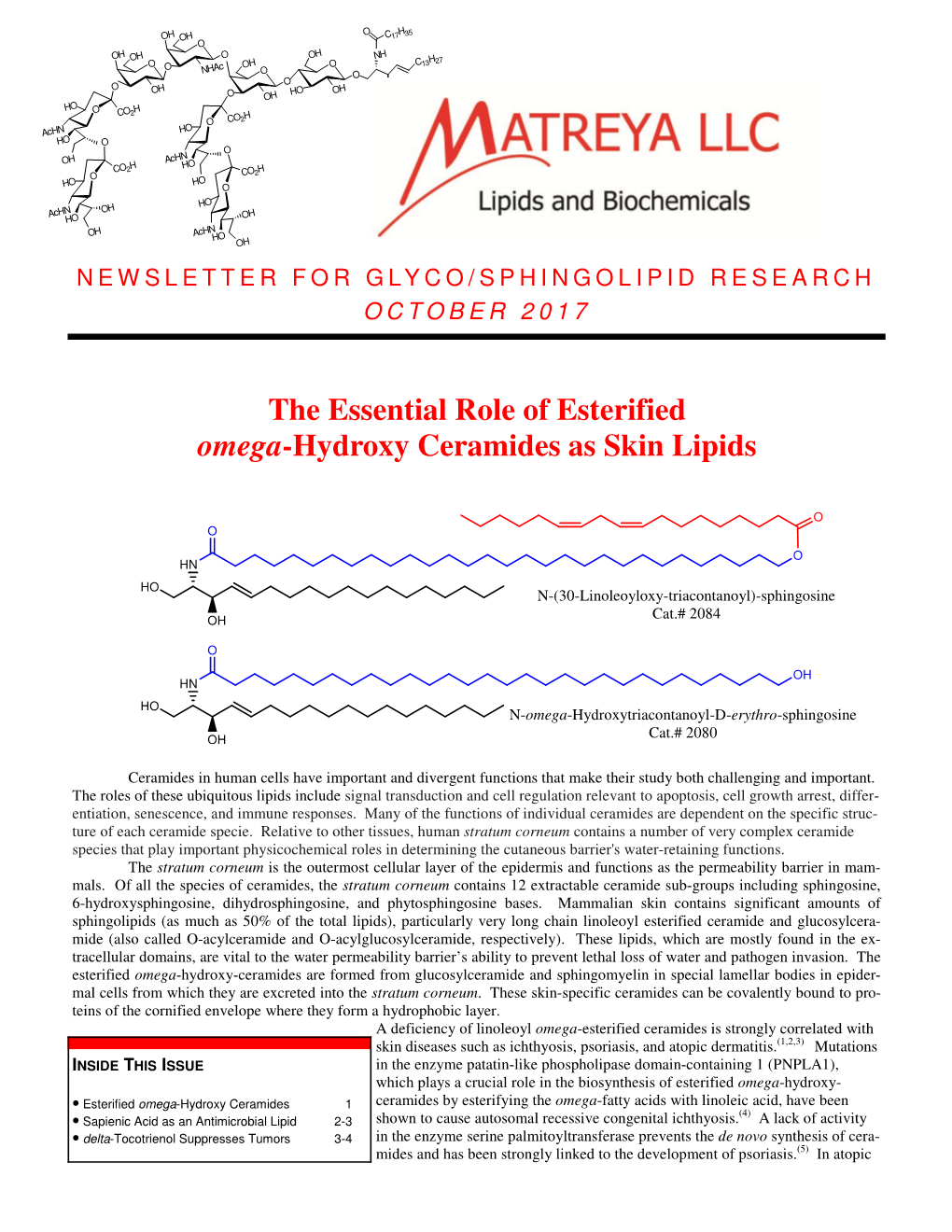 The Essential Role of Esterified Omega-Hydroxy Ceramides As Skin Lipids