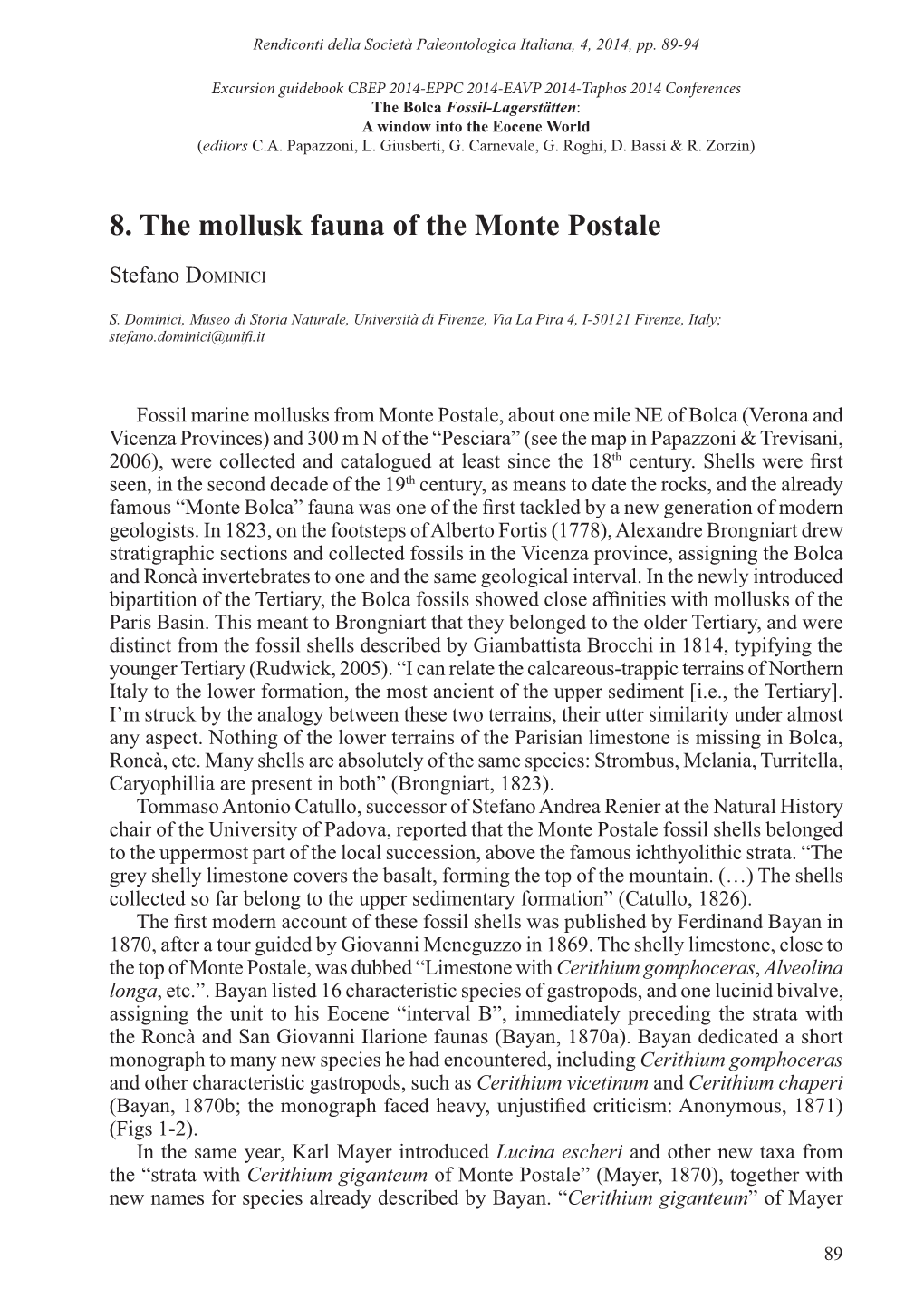 Chapter 8.The Mollusk Fauna of the Monte Postale