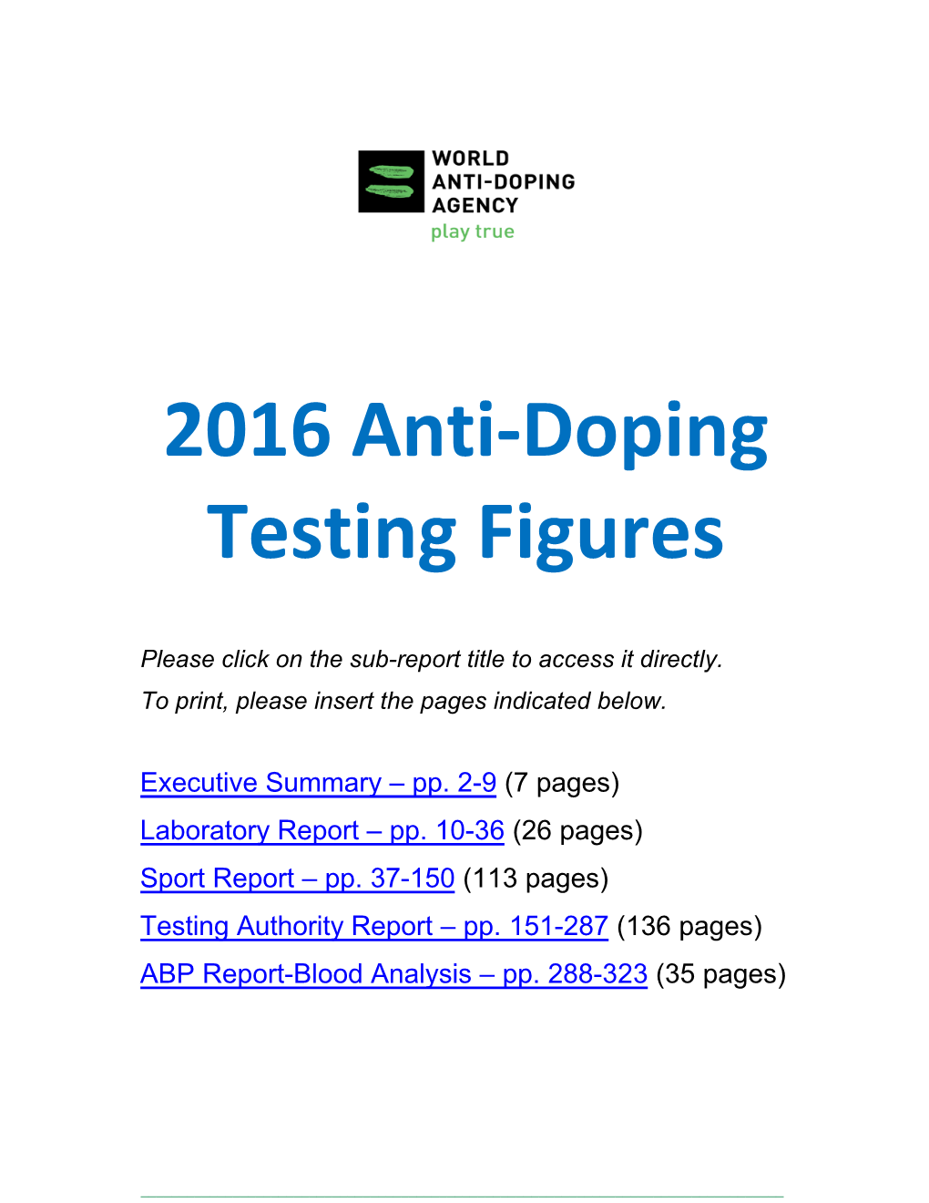 2016 Anti-Doping Testing Figures