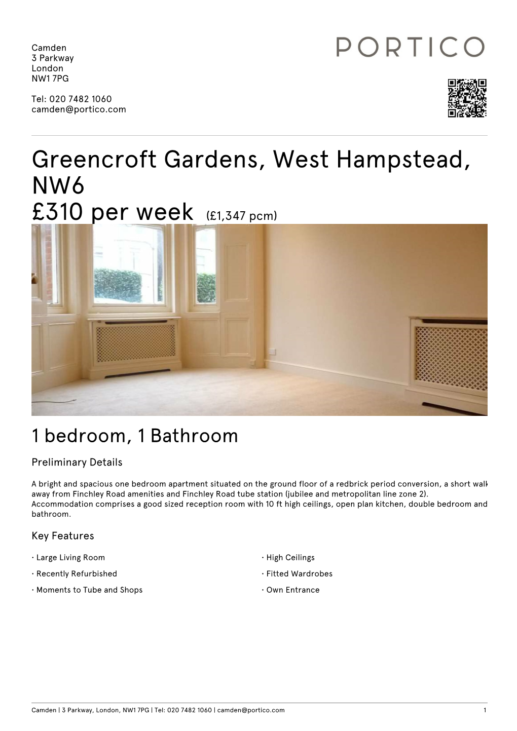 Greencroft Gardens, West Hampstead, NW6 £310